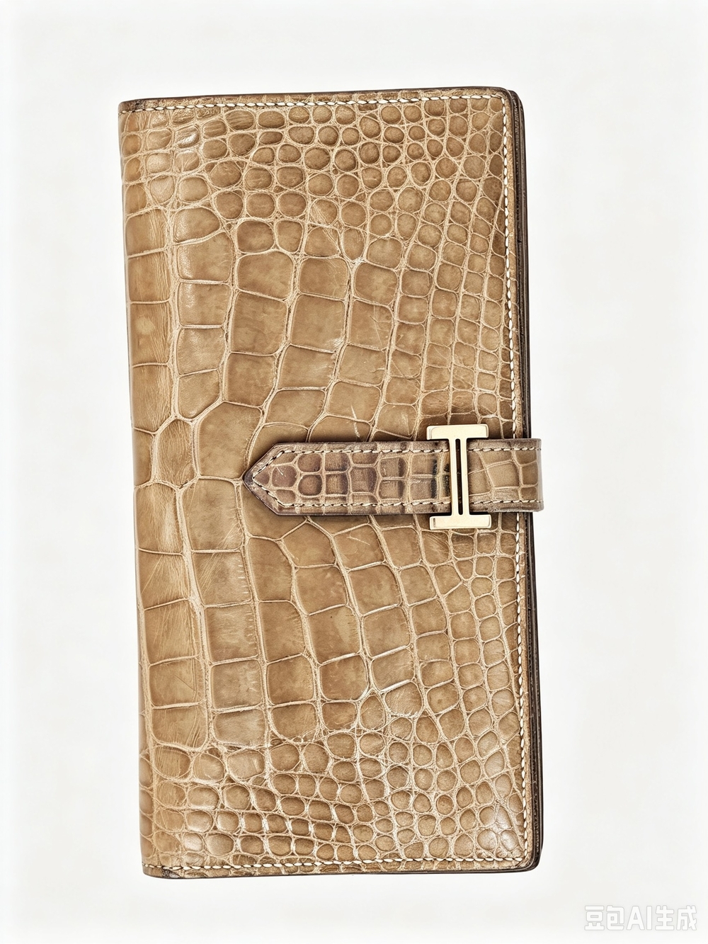 HERMES Alligator Bearn Gusset Wallet